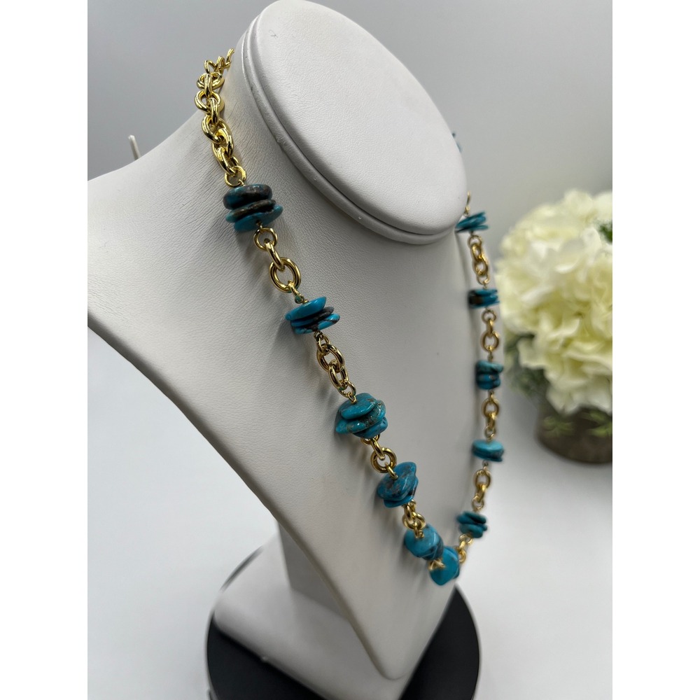 LR Lisa Robertson Bronze Italy QVC 
Turquoise Disc Gold Chain
Statement Necklace - Picture 8 of 15